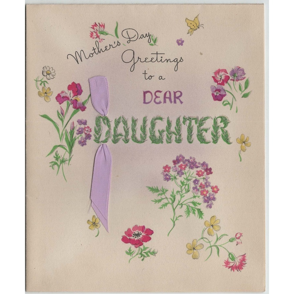 Vintage Volland Mothers Day Greeting Card to a Dear Daughter Floral 25 M 346 - Picture 1 of 3